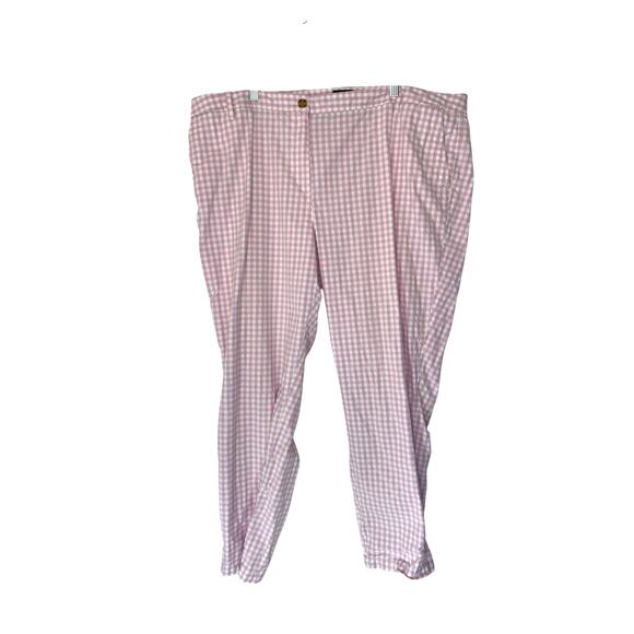 Talbots Plus Relaxed Chino Pants Purple Gingham Casual Straight Leg Size 20W - Picture 1 of 12
